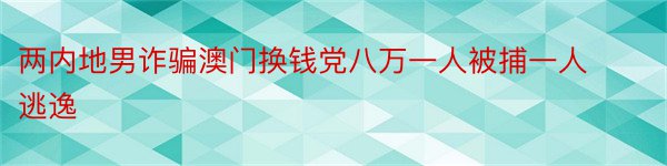 两内地男诈骗澳门换钱党八万一人被捕一人逃逸