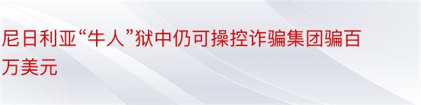 尼日利亚“牛人”狱中仍可操控诈骗集团骗百万美元