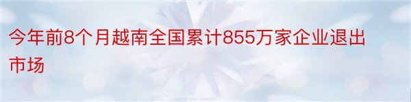 今年前8个月越南全国累计855万家企业退出市场